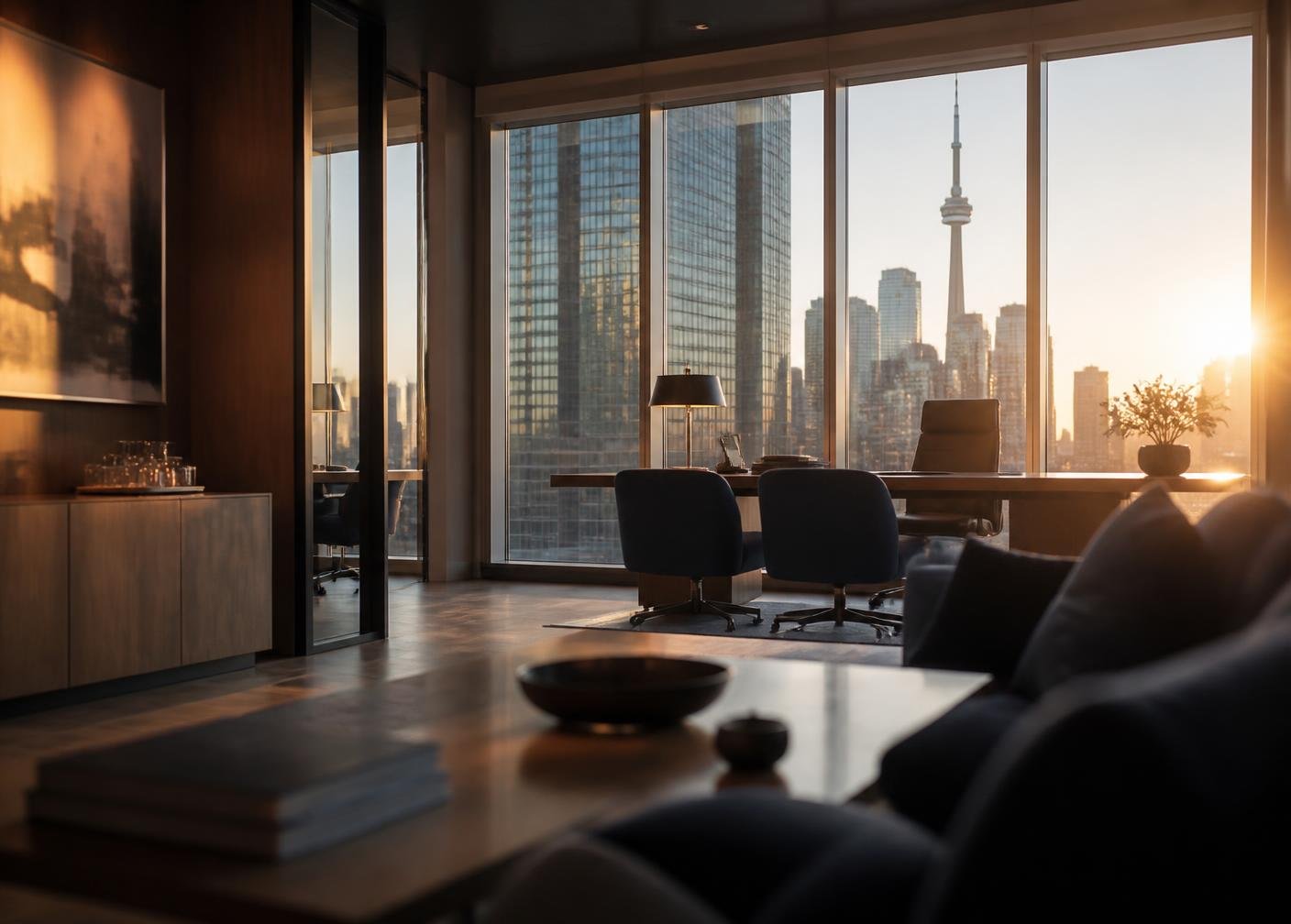Toronto financial advisory office overlooking the skyline